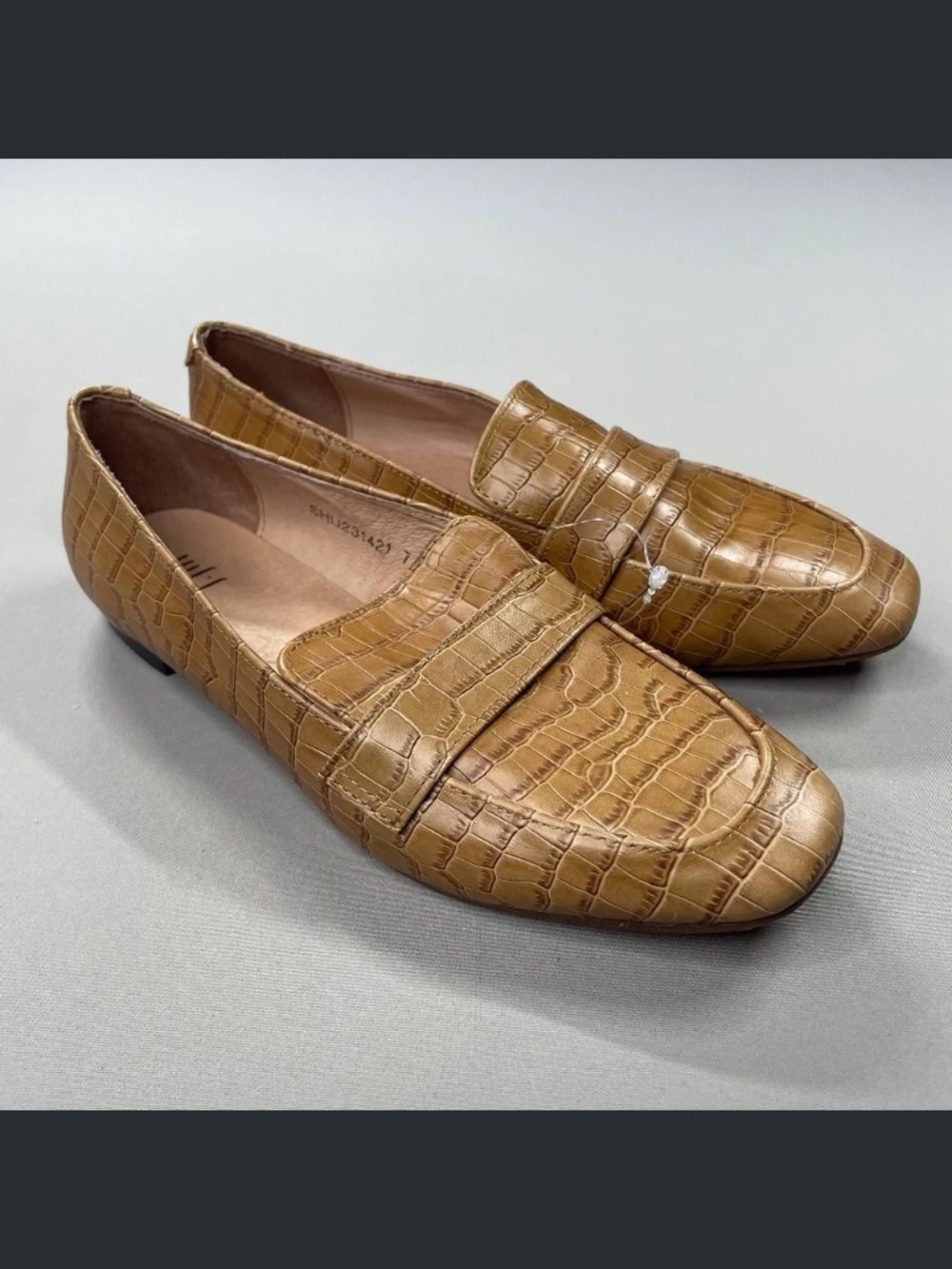 NEW J Jill Shoes Womens 7.5 brown croc leather Adelaide slip on loafer